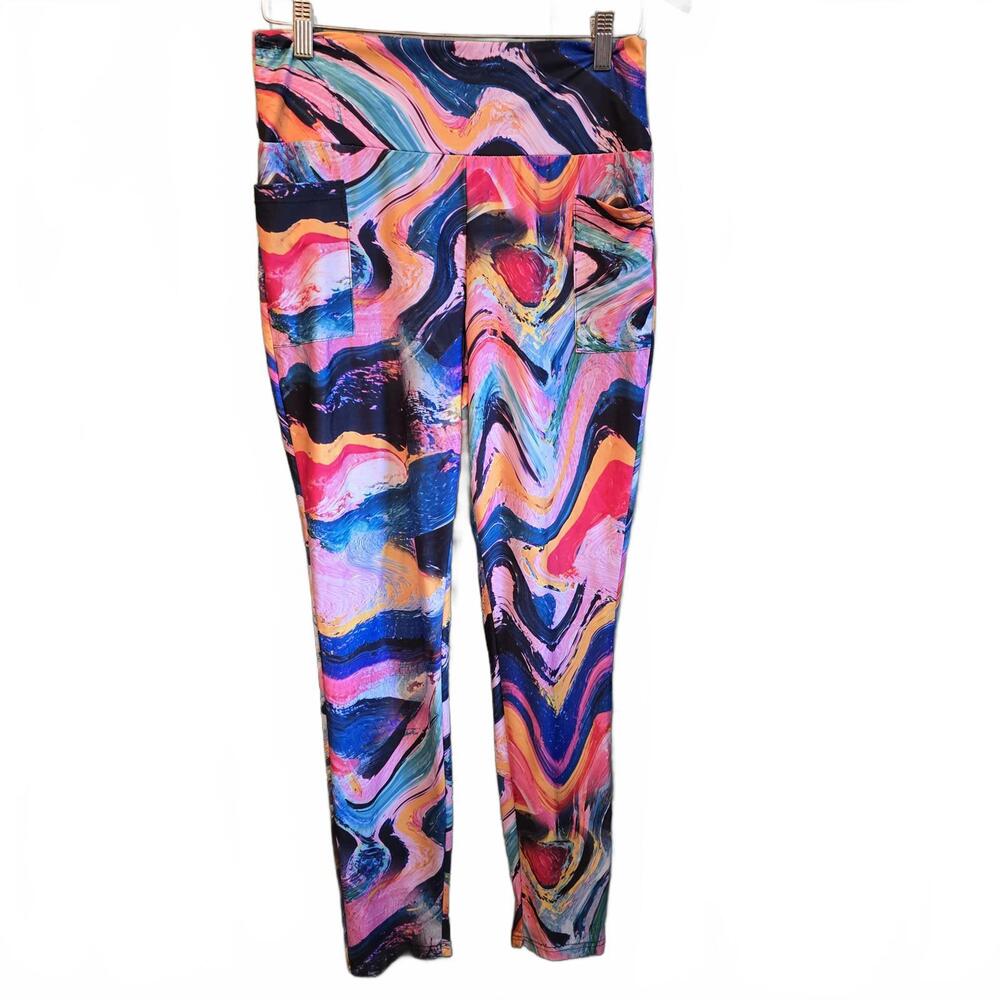 Lily by Firmiana Women's Multicolor Abstract Pattern Leggings L/XL